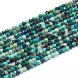 Natural Chrysocolla Beads Strands, Faceted, Round, 2.5mm, Hole: 0.4mm, about 147pcs/strand, 15.55 inch(39.5cm)(G-G823-13-2.5mm)