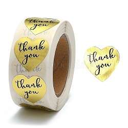 1 Inch Thank You Stickers, Self-Adhesive Kraft Paper Gift Tag Stickers, Adhesive Labels, Heart Shape, Gold, Heart: 25x25mm, 500pcs/roll(X-DIY-G021-13C)