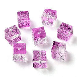 Transparent Glass Beads, Cube, Dark Violet, 10x11x11mm, Hole: 1.5mm(GLAA-A012-04G)