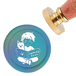 Brass Wax Seal Stamp with Handle, for DIY Scrapbooking, Dog Pattern, 3.5x1.18 inch(8.9x3cm)(AJEW-WH0184-0367)