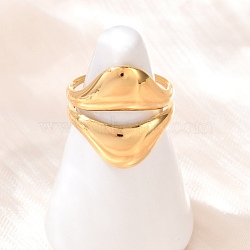 Teardrop 304 Stainless Steel Open Cuff Rings, Golden, 20mm, Inner Diameter: 17.8mm(RJEW-R018-01G-02)