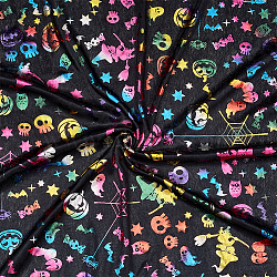 Halloween Theme Pattern Polyester Bronzing Fabric, for DIY Crafting and Clothing, Colorful, 150cm(DIY-WH0033-30)