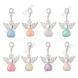 Angel Acrylic Pendant Decoration, with Alloy Lobster Claw Clasps, Midnight Blue, 37mm(HJEW-JM03214)