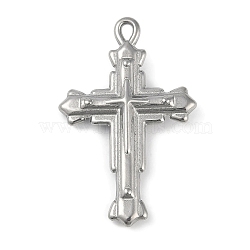 Non-Tarnish 304 Stainless Steel Pendants, Cross Charm, Stainless Steel Color, 39x25x6mm, Hole: 2mm(STAS-Q328-01P-03)