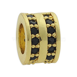 Brass Micro Pave Cubic Zirconia European Beads, Flat Round, Light Gold, 9x5.5mm, Hole: 5mm, 3pcs/bag(KK-T030-LA835-2X3)