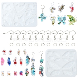 DIY Butterfly Charm Pendant Silicone Molds for DIY Earring Making, Mixed Color, 4~166x4~118x0.7~7mm, Hole: 1~3.5mm(DIY-YW0009-43)