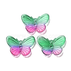 Transparent Acrylic Pendants, Butterfly, Medium Sea Green, 20x26x3mm, Hole: 1.4mm(OACR-H116-06C)