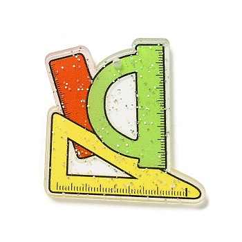 Study Theme Acrylic Pendants, Ruler, 48.5x37x1.8mm, Hole: 2mm