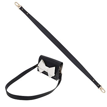PU Leather Bag Straps, with Alloy Swivel Clasp, for Bag Handle Replacement Accessories, Black, 97.5x1.8~3.05cm