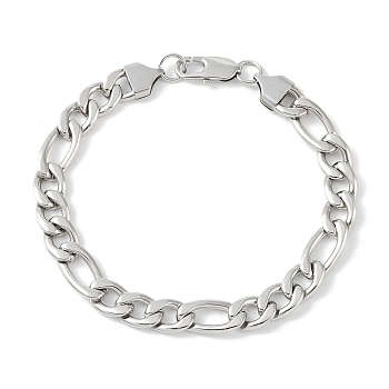 Non-Tarnish 201 Stainless Steel Figaro Chain Bracelets for Women Men, Stainless Steel Color, 9-1/2 inch(24cm)