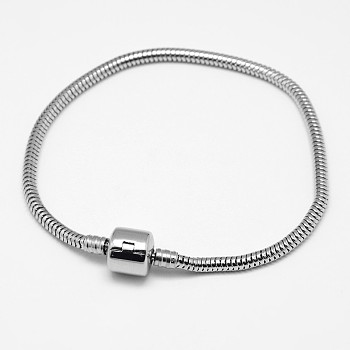 304 Stainless Steel European Style Bracelets for Jewelry Making, Stainless Steel Color, 160x3mm