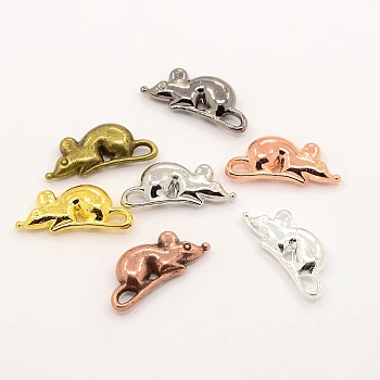 Alloy Animal Mouse Rat Charms Pendants, Mixed Color, 18x8x3mm, Hole: 3x1mm