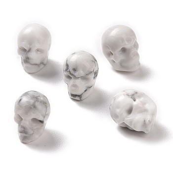 Natural Howlite Beads, Halloween Skull, 11~11.5x8.5~9x11~11.5mm, Hole: 0.9~1mm