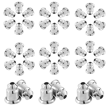 100Pairs Brass Ear Nuts, Long-Lasting Plated, Earring Backs, Platinum, 6x5mm, Hole: 1mm, 100pairs/set