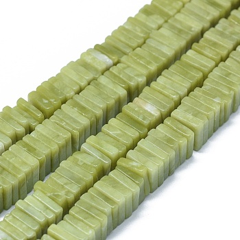 Natural Xinyi Jade/Chinese Southern Jade Beads Strands, Square Heishi Beads, 9~10.5x9~11x2~7mm, Hole: 1.2mm, about 114~121pcs/strand, 15.5~15.9 inch(39.5~40.5cm)