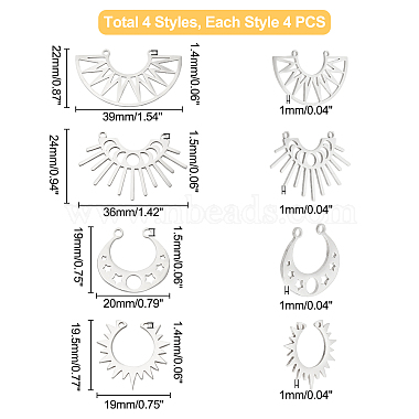 dicosmetic 16pcs 4 style 201 pendentifs découpés au laser en acier inoxydable(STAS-DC0005-47)-4