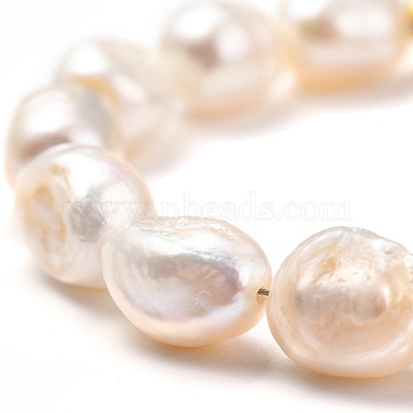 Natural Baroque Pearl Keshi Pearl Beaded Bracelets(BJEW-JB05317)-2