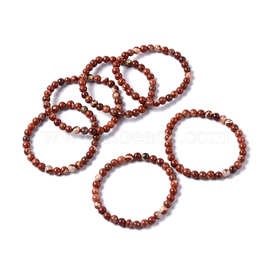 Bracelets extensibles en perles de jaspe rouge naturel(X-BJEW-K212-A-012)-2
