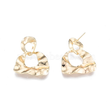 Boucles d'oreilles pendantes demi-rondes torsadées en laiton pour femmes(EJEW-G309-02G)-2