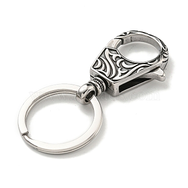 Tibetan Style 316 Surgical Stainless Steel Fittings with 304 Stainless Steel Key Ring(FIND-Q101-14AS)-2