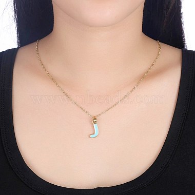 Fashion Tin Alloy Enamel Initial Pendant Necklaces(NJEW-BB20973-J)-2