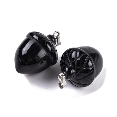 pendentifs obsidienne naturelles(G-Q172-08P-02)-2