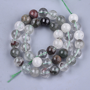 Natural Green Lodolite Quartz/Garden Quartz Beads Strands(G-S333-4mm-036)-2