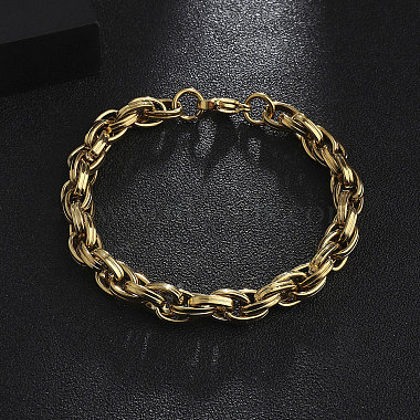201 bracelets chaîne corde en acier inoxydable pour hommes(BJEW-R313-06G)-2