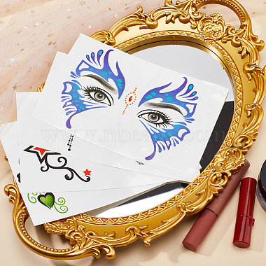 8 Sheets 8 Style Waterproof Self Adhesive Tattoo Stickers on Face(AJEW-GF0007-33)-4