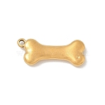 304 Stainless Steel Pendants, Dog Bone Charm, Golden, 22x9x3mm, Hole: 1.4mm(STAS-F326-01G)