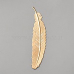 Alloy Bookmarks, Feather, Golden, 115x23x1mm, Hole: 0.8mm(FIND-WH0139-799G)