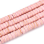 Synthetic Howlite Beads Strands, Disc, Heishi Beads, Dyed, Pink, 4~4.5x1.5~2.5mm, Hole: 0.7mm, about 179~186pcs/strand, 14.57~15.16 inch(37~38.5cm)(G-N352-17B)