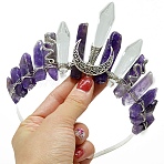 Natural Amethyst Hair Bands, Moon Crown Hair Bands for Women Girls, 350x150mm(PW-WGA7ED3-06)