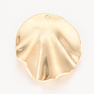 Brass Pendants, Nickel Free, Real 18K Gold Plated, Leaf, 30x25x2.5mm, Hole: 1.5mm(X-KK-Q735-347G)