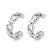 Rack Plated Brass Cuff Earring, Long-Lasting Plated, Lead Free & Cadmium Free, Cross, Platinum, 12x3.5x11mm(EJEW-Z043-01P)