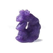 Natural Amethyst Carved Nine-tailed Fox Figurines Statues for Home Office Desktop Decoration, 30mm(PW-WGDB0BE-04)