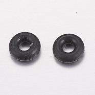 Rubber O Rings, Donut Spacer Beads, Fit European Clip Stopper Beads, Black, 2mm(KY-G005-02C)