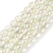 Transparent Electroplate Glass Beads Strands, Pearl Luster Plated, Round, Honeydew, 4mm, Hole: 0.7mm, about 101pcs/strand, 14.57~14.96''(37~38cm)(GLAA-T032-T4mm-C10)