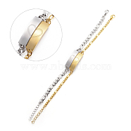 Couples 304 Stainless Steel ID Bracelets Sets, with Figaro Chains and Lobster Claw Clasps, Rectangle with Split Heart, For Valentine's Day, Golden & Stainless Steel Color, 7-5/8x1/8 inch(19.5x0.45cm)(BJEW-I283-08)