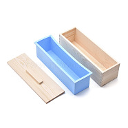 Rectangular Pine Wood Soap Molds Sets, with Silicone Mold, Wood Box and Cover, DIY Handmade Loaf Soap Mold Making Tool, Dodger Blue, 28x8.9x10.4cm, Inner Diameter: 7x25.9cm, 3pcs/set(DIY-F057-03A)