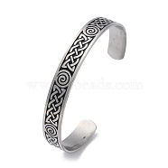 304 Stainless Steel Cuff Bangles, Enamel Trinity Knot Open Bangle, Stainless Steel Color, Inner Diameter: 2x2-1/2 inch(5x6.45cm)(BJEW-P307-02A-P)