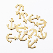 201 Stainless Steel Pendants, Anchor, Golden, 16x13x1mm, Hole: 1mm(X-STAS-H557-30G)