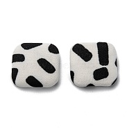 Cotton Cloth Cabochons, with Aluminum, Square, Black & White, Mixed Color, 18x18x5mm(FIND-F011-01B)