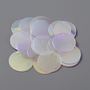 Iridescent PVC Paillette/Sequins Pendants, Flat Round, Ornament Accessories, Plum, 25x0.2mm, Hole: 1.4mm, about 150pcs/bag(PVC-WH0006-01D)