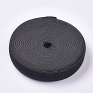 Flat Elastic Cord/Bands with Buttonhole, Webbing Garment Sewing Accessories, Black, 20mm, about 10m/roll(OCOR-WH0052-40A)