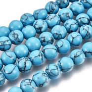 Synthetic Turquoise Beads Strands, Round, Dyed, Dark Turquoise, 6mm, Hole: 0.8mm, about 64pcs/strand, 15 inch(X-Z0NDC012-1)