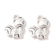 Alloy Charms, Fox, Antique Silver, 15x12x3mm, Hole: 2mm(PALLOY-P120-02)