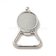 Alloy Pendant Cabochons Settings, Bottle Opener, Flat Round, Platinum, Tray: 24.5mm, 58x37x4mm, Hole: 3.5mm(FIND-I018-01P)
