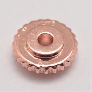 Brass Spacer Beads, Flat Round, Rose Gold, 6x2mm, Hole: 1mm(KK-G296-03RG)