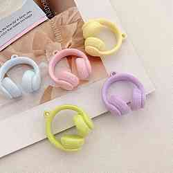 Opaque Acrylic Pendants, Headset Charms, Mixed Color, 35.5x31.6x16.2mm, Hole: 3.5mm(OACR-N163-17)